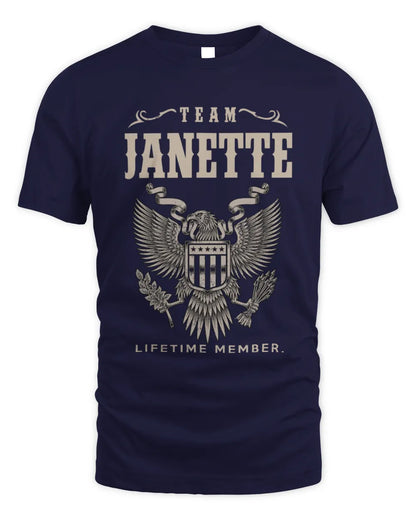 JANETTE TP06-K82 – Personalized Classic Style Apparel “Team NAME Lifetime Member” - Unisex Standard T-Shirt - Navy