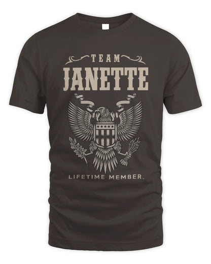 JANETTE TP06-K82 – Personalized Classic Style Apparel “Team NAME Lifetime Member” - Unisex Standard T-Shirt - Dark Chocolate