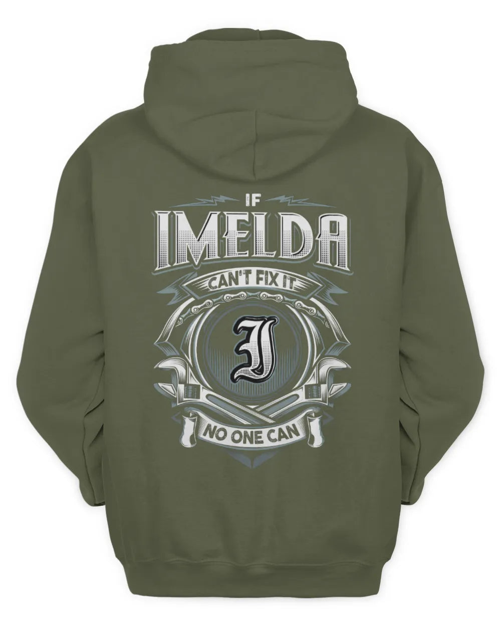 IMELDA AP81-K4-626 - Personalized Ahmed Quote Apparel “If Ahmed Can't Fix It, No One Can” - Unisex Hoodie - Military Green