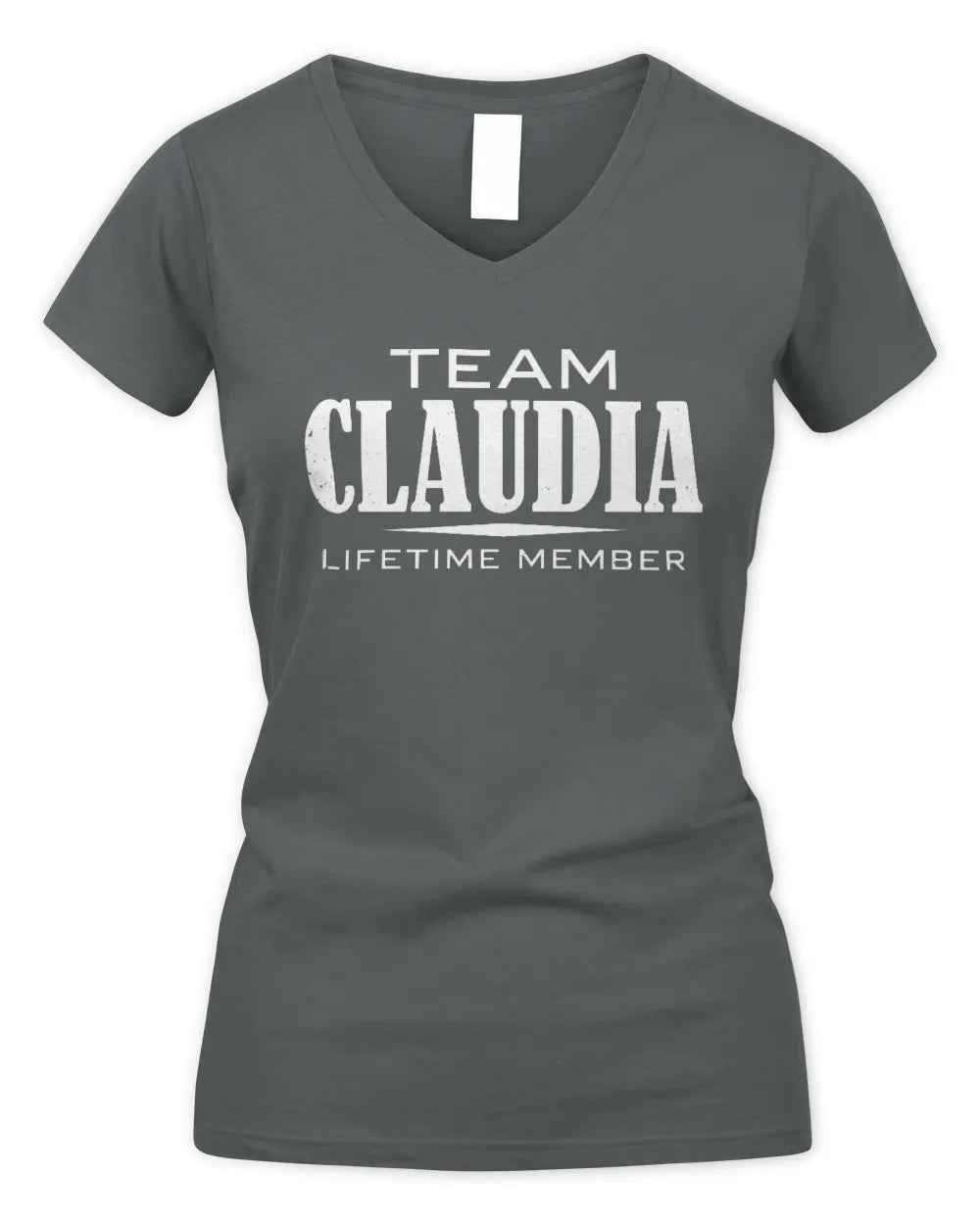 CLAUDIA BL62-K4-128 - Personalized “Team NAME Lifetime Member” - Women's V-Neck T-Shirt - Charcoal