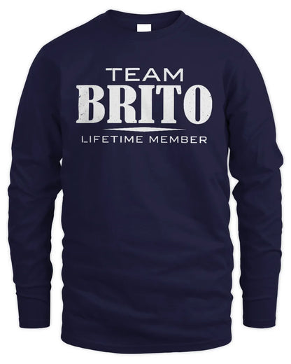 BRITO BL62-K4-128 - Personalized “Team NAME Lifetime Member” - Men's Long Sleeved T-Shirt - Navy