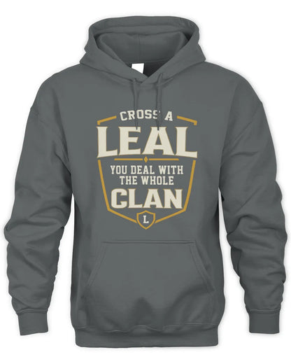 LEAL NT1-K008 Cross A/An NAME, You Deal With the Whole Clan | Personalized Vintage T-Shirt - Unisex Hoodie - Charcoal