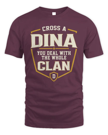 DINA NT1-K008 Cross A/An NAME, You Deal With the Whole Clan | Personalized Vintage T-Shirt - Unisex Standard T-Shirt - Maroon