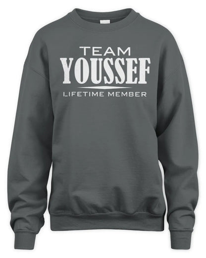 YOUSSEF BL62-K4-128 - Personalized “Team NAME Lifetime Member” - Unisex Sweatshirt - Charcoal