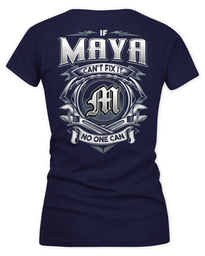 MAYA AP81-K4-626 - Personalized Ahmed Quote Apparel “If Ahmed Can't Fix It, No One Can” - Women's V-Neck T-Shirt - Navy