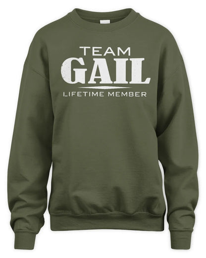 GAIL BL62-K4-128 - Personalized “Team NAME Lifetime Member” - Unisex Sweatshirt - Military Green