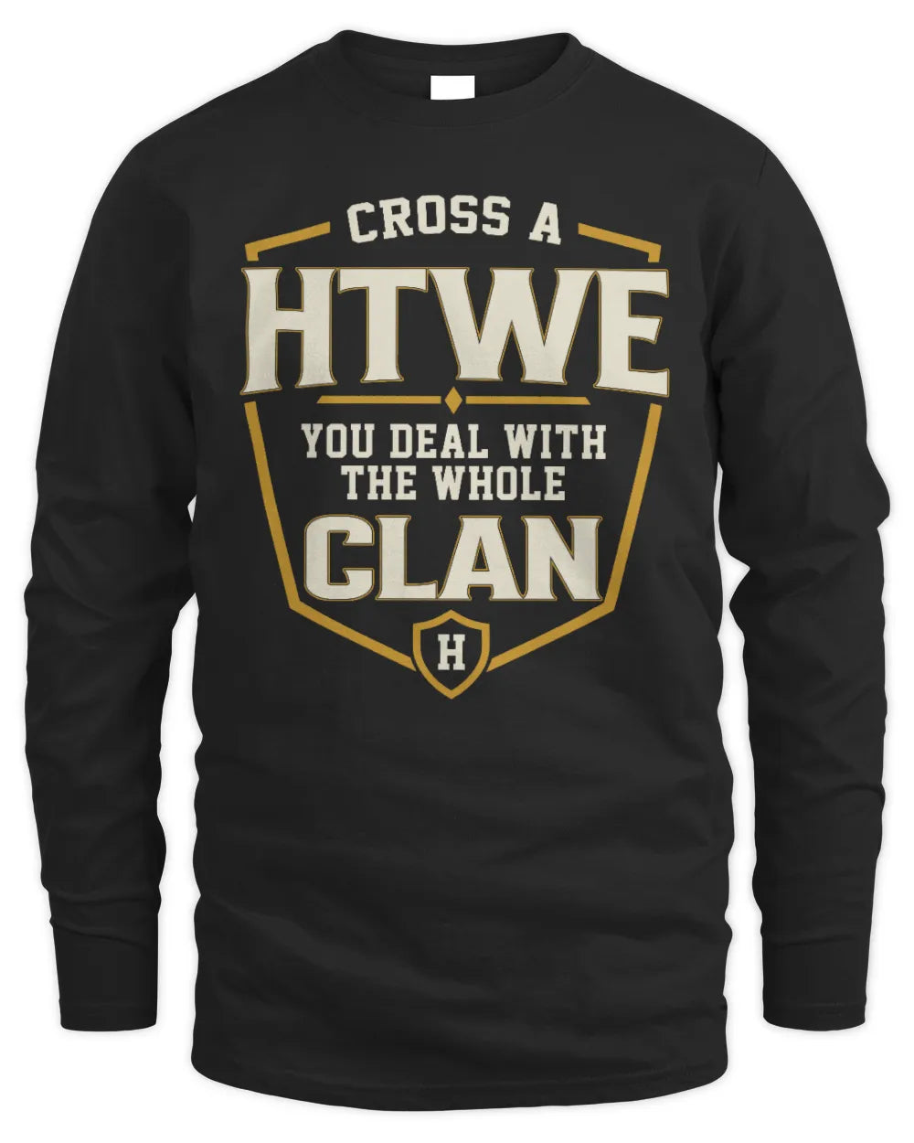 HTWE NT1-K008 Cross A/An NAME, You Deal With the Whole Clan | Personalized Vintage T-Shirt - Men's Long Sleeved T-Shirt - Black