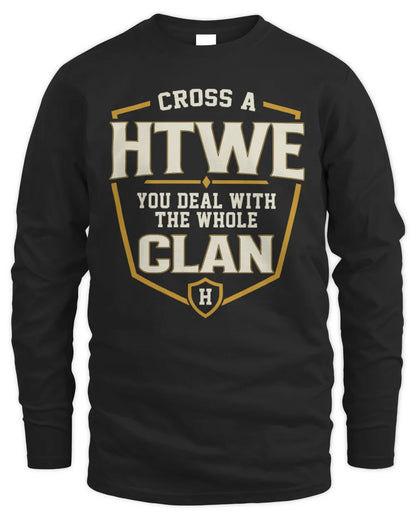 HTWE NT1-K008 Cross A/An NAME, You Deal With the Whole Clan | Personalized Vintage T-Shirt - Men's Long Sleeved T-Shirt - Black