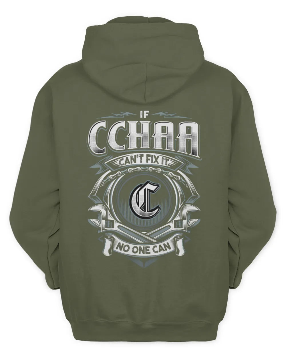 CCHAA AP81-K4-626 - Personalized Ahmed Quote Apparel “If Ahmed Can't Fix It, No One Can” - Unisex Hoodie - Military Green