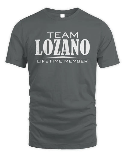 LOZANO BL62-K4-128 - Personalized “Team NAME Lifetime Member” - Unisex Standard T-Shirt - Charcoal