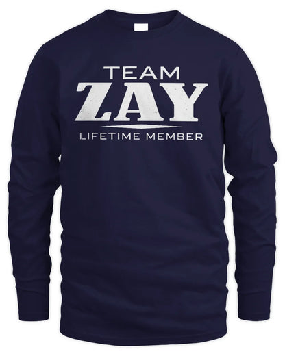 ZAY BL62-K4-128 - Personalized “Team NAME Lifetime Member” - Men's Long Sleeved T-Shirt - Navy