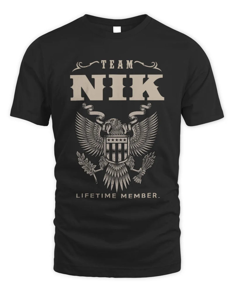 NIK TP06-K82 – Personalized Classic Style Apparel “Team NAME Lifetime Member” - Unisex Standard T-Shirt - Black