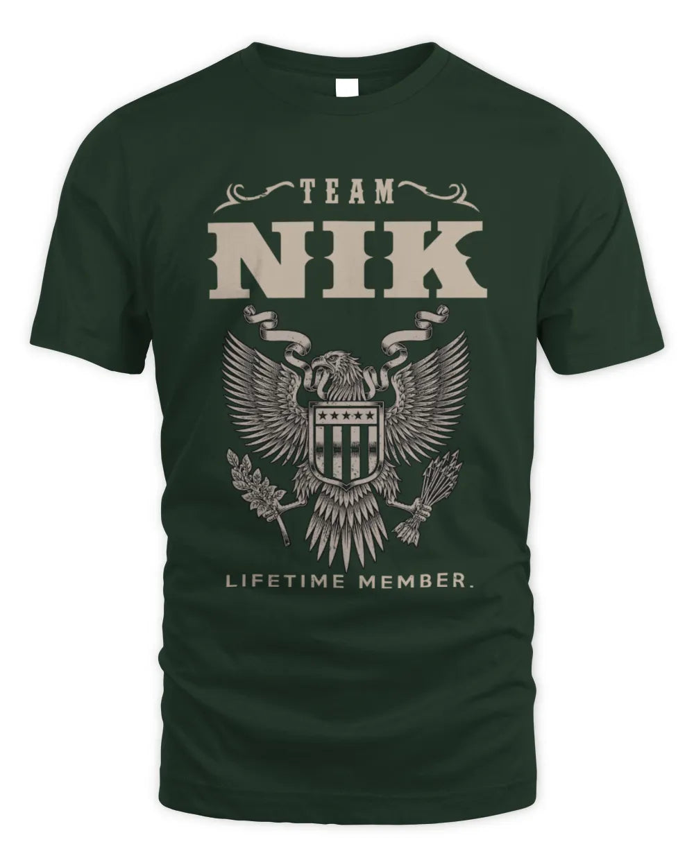 NIK TP06-K82 – Personalized Classic Style Apparel “Team NAME Lifetime Member” - Unisex Standard T-Shirt - Forest Green