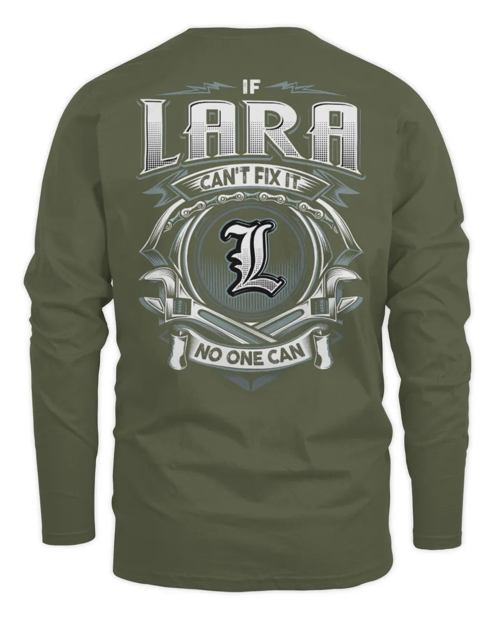 LARA AP81-K4-626 - Personalized Ahmed Quote Apparel “If Ahmed Can't Fix It, No One Can” - Men's Long Sleeved T-Shirt - Military Green
