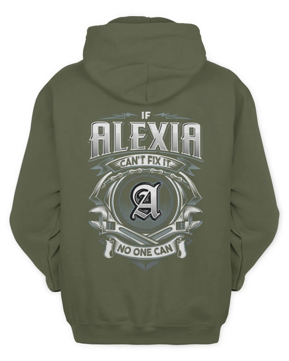ALEXIA AP81-K4-626 - Personalized Ahmed Quote Apparel “If Ahmed Can't Fix It, No One Can” - Unisex Hoodie - Military Green