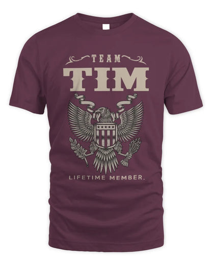TIM TP06-K82 – Personalized Classic Style Apparel “Team NAME Lifetime Member” - Unisex Standard T-Shirt - Maroon