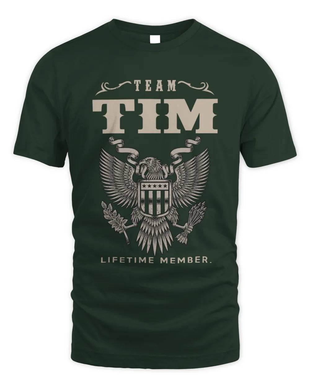TIM TP06-K82 – Personalized Classic Style Apparel “Team NAME Lifetime Member” - Unisex Standard T-Shirt - Forest Green