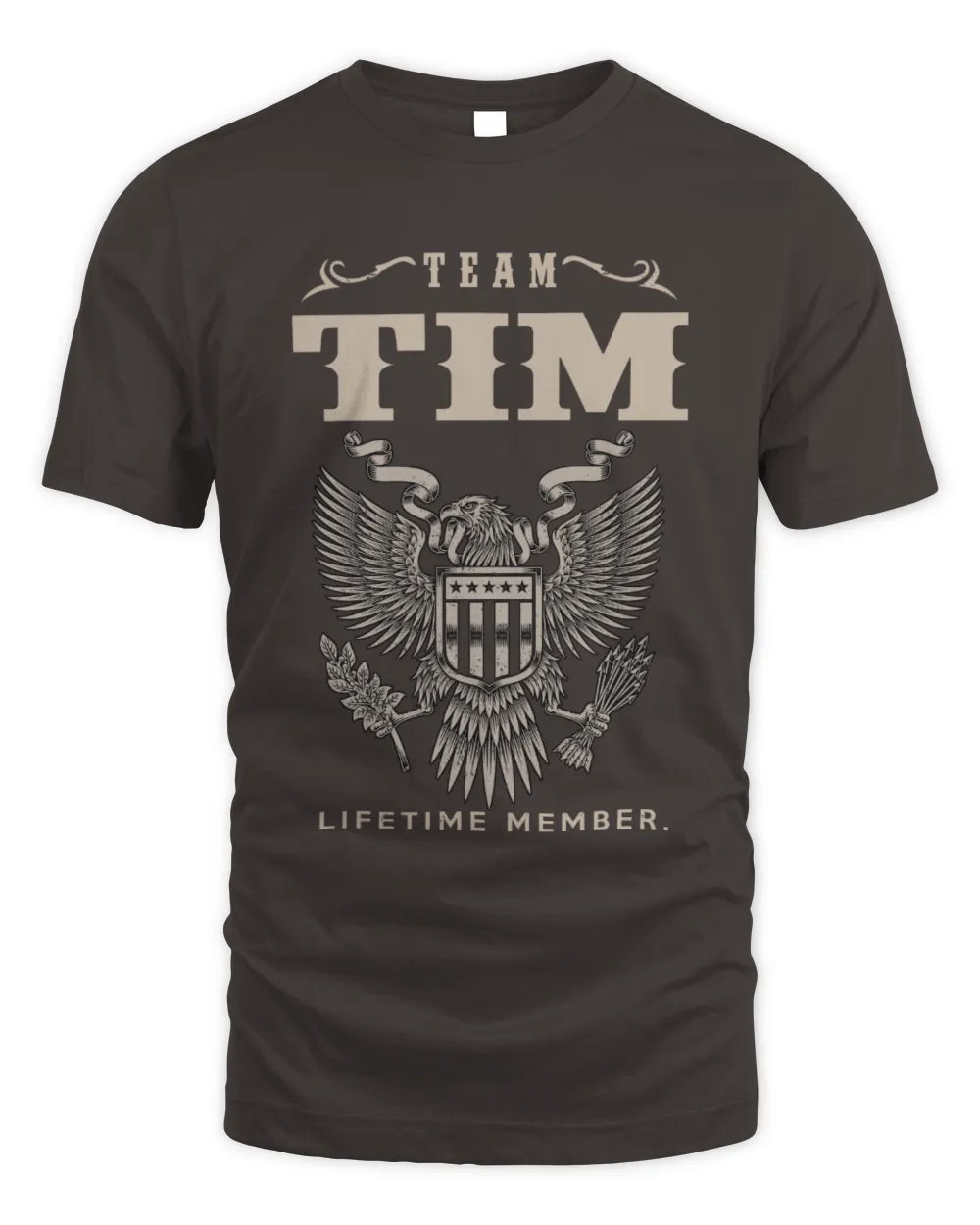 TIM TP06-K82 – Personalized Classic Style Apparel “Team NAME Lifetime Member” - Unisex Standard T-Shirt - Dark Chocolate