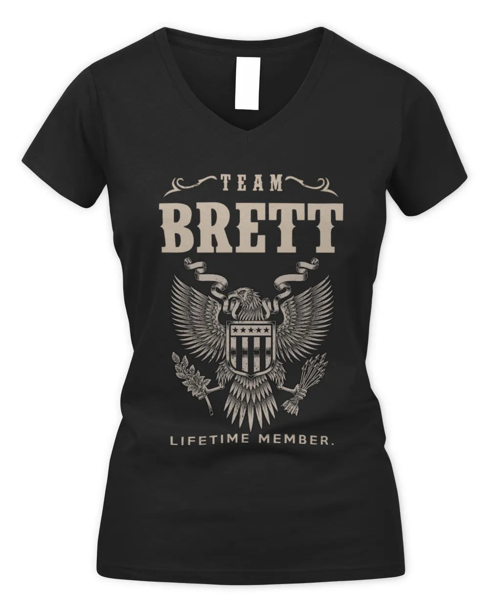 BRETT TP06-K82 – Personalized Classic Style Apparel “Team NAME Lifetime Member” - Women's V-Neck T-Shirt - Black