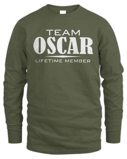 OSCAR BL62-K4-128 - Personalized “Team NAME Lifetime Member” - Men's Long Sleeved T-Shirt - Military Green