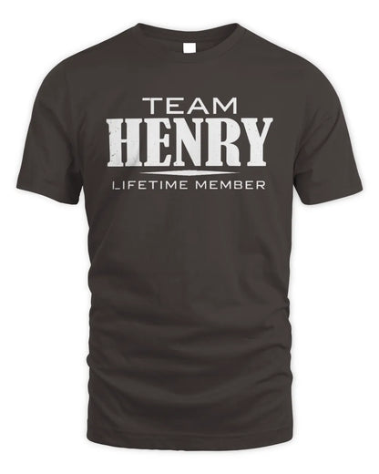 HENRY BL62-K4-128 - Personalized “Team NAME Lifetime Member” - Unisex Standard T-Shirt - Dark Chocolate