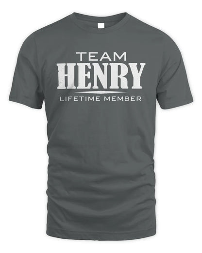 HENRY BL62-K4-128 - Personalized “Team NAME Lifetime Member” - Unisex Standard T-Shirt - Charcoal