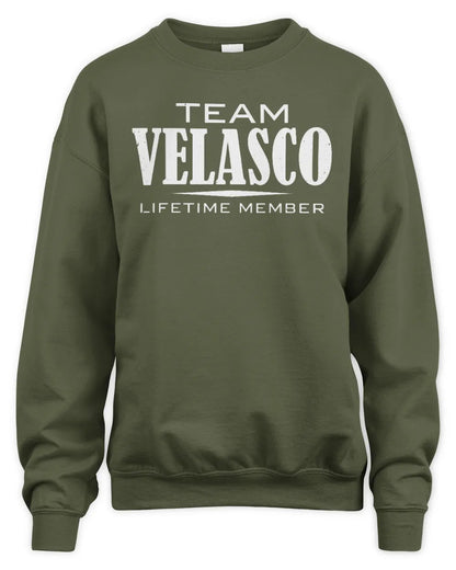 VELASCO BL62-K4-128 - Personalized “Team NAME Lifetime Member” - Unisex Sweatshirt - Military Green
