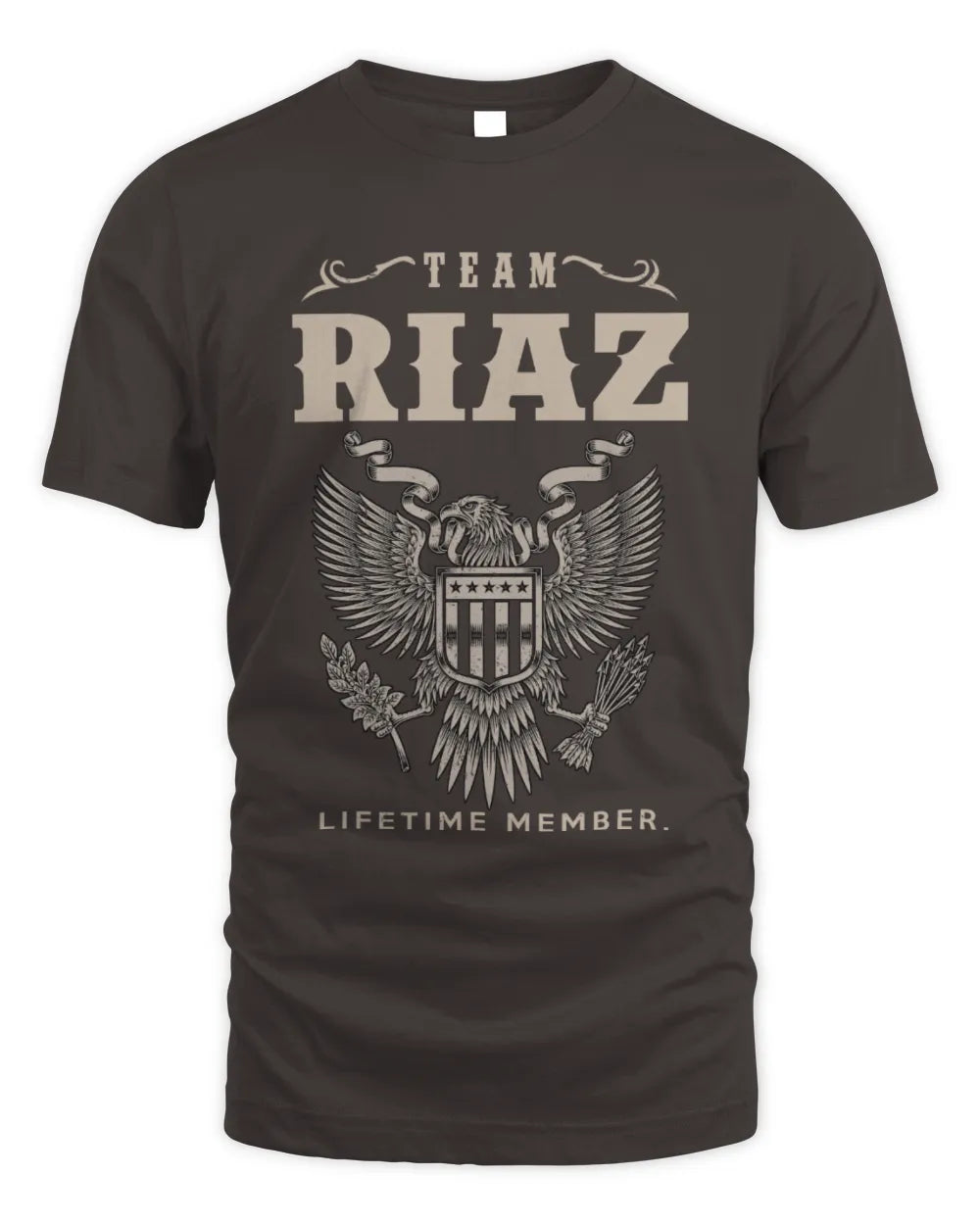 RIAZ TP06-K82 – Personalized Classic Style Apparel “Team NAME Lifetime Member” - Unisex Standard T-Shirt - Dark Chocolate