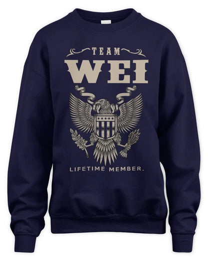 WEI TP06-K82 – Personalized Classic Style Apparel “Team NAME Lifetime Member” - Unisex Sweatshirt - Navy