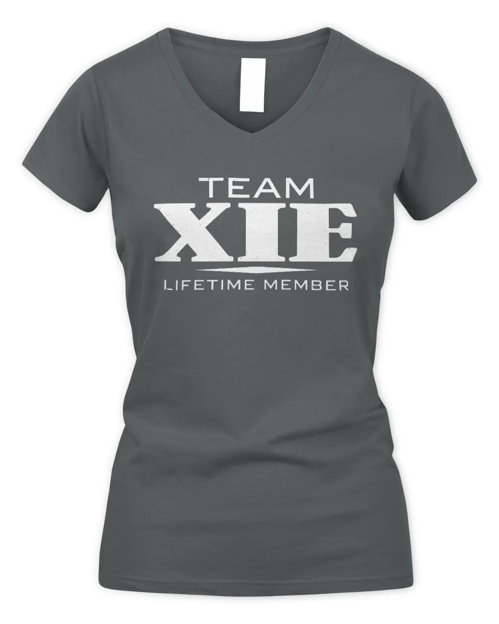 XIE BL62-K4-128 - Personalized “Team NAME Lifetime Member” - Women's V-Neck T-Shirt - Charcoal