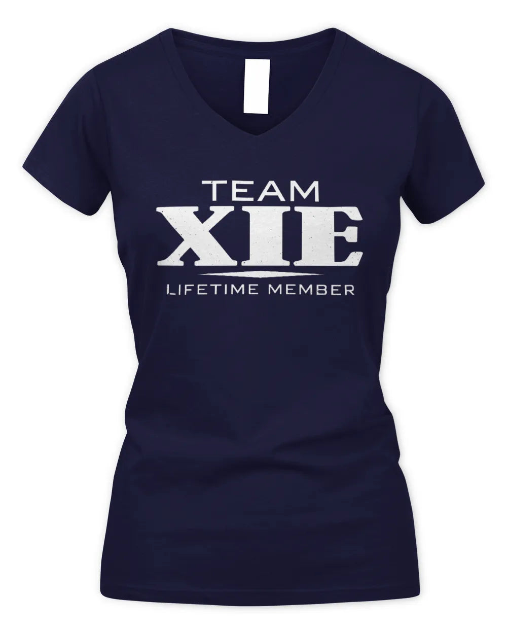 XIE BL62-K4-128 - Personalized “Team NAME Lifetime Member” - Women's V-Neck T-Shirt - Navy