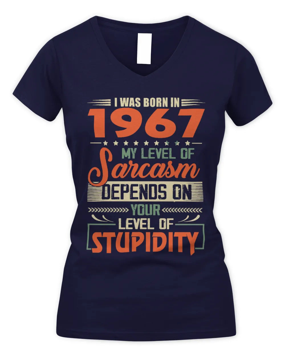 1967 HH89-K2 – Vintage Born to Be Sarcastic T-Shirt - Women's V-Neck T-Shirt - Navy
