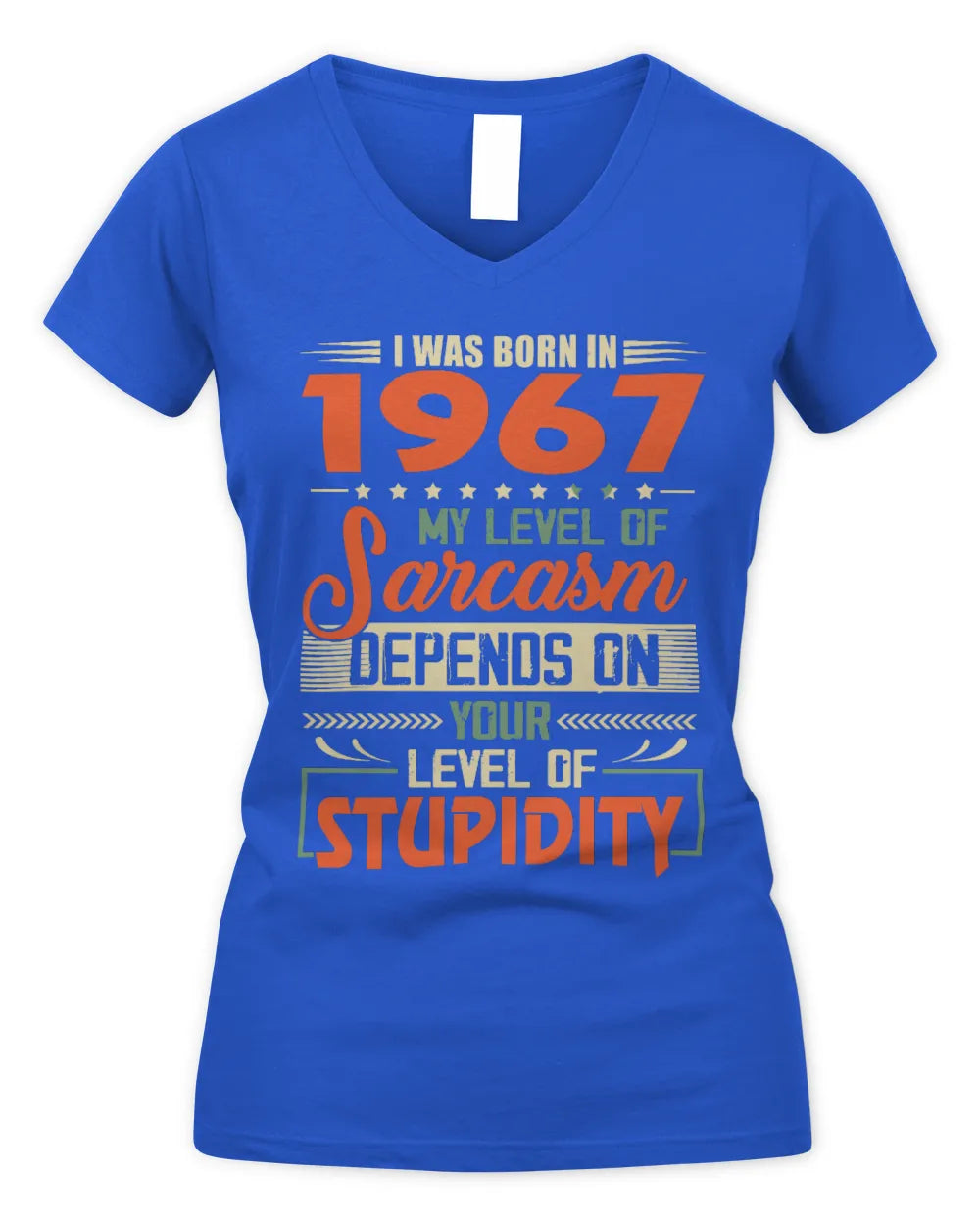 1967 HH89-K2 – Vintage Born to Be Sarcastic T-Shirt - Women's V-Neck T-Shirt - Royal