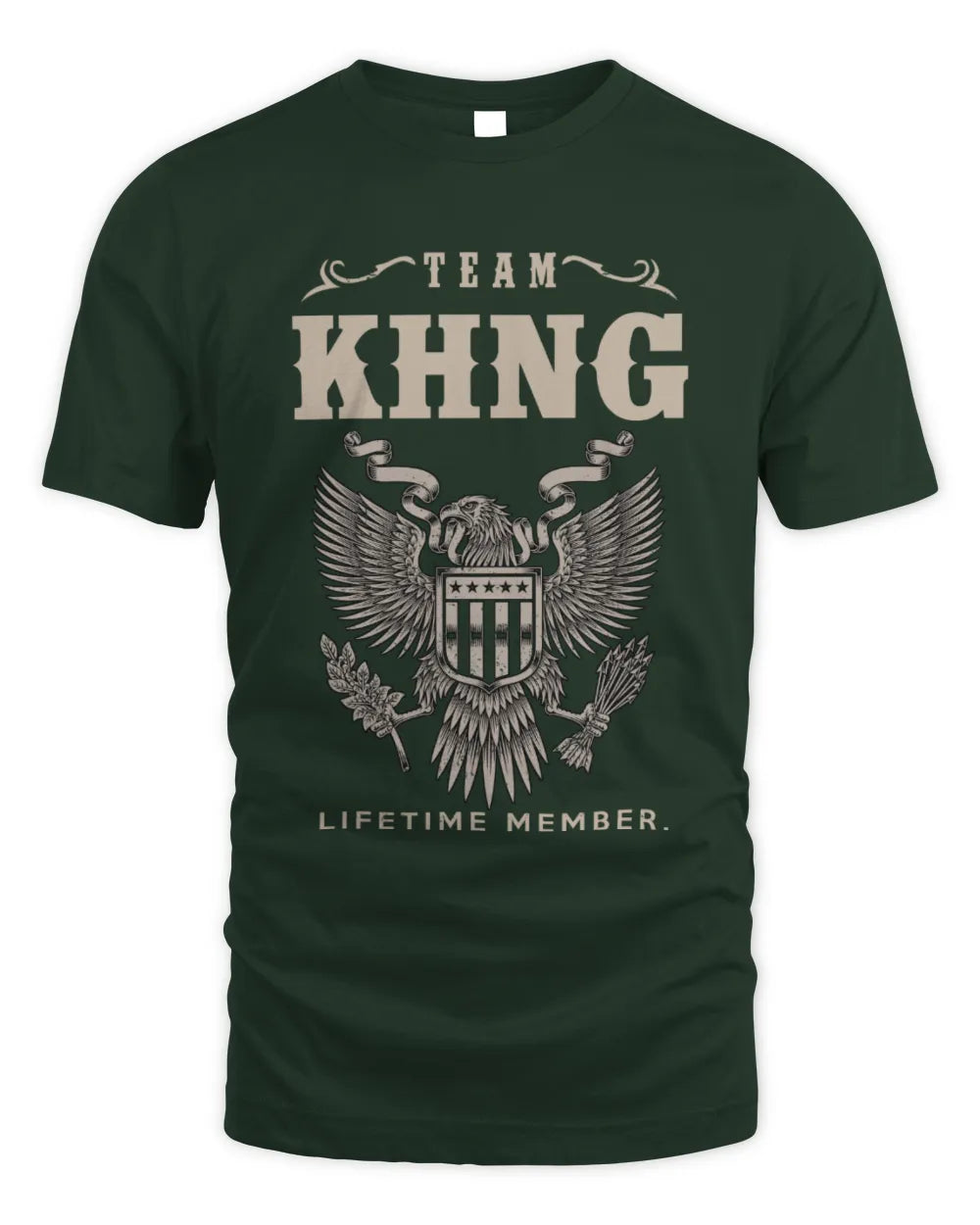 KHNG TP06-K82 – Personalized Classic Style Apparel “Team NAME Lifetime Member” - Unisex Standard T-Shirt - Forest Green