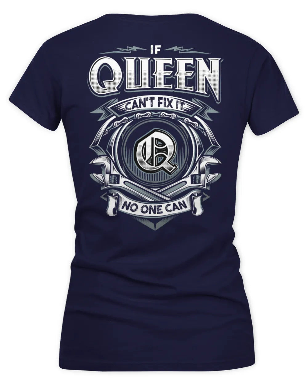QUEEN AP81-K4-626 - Personalized Ahmed Quote Apparel “If Ahmed Can't Fix It, No One Can” - Women's V-Neck T-Shirt - Navy