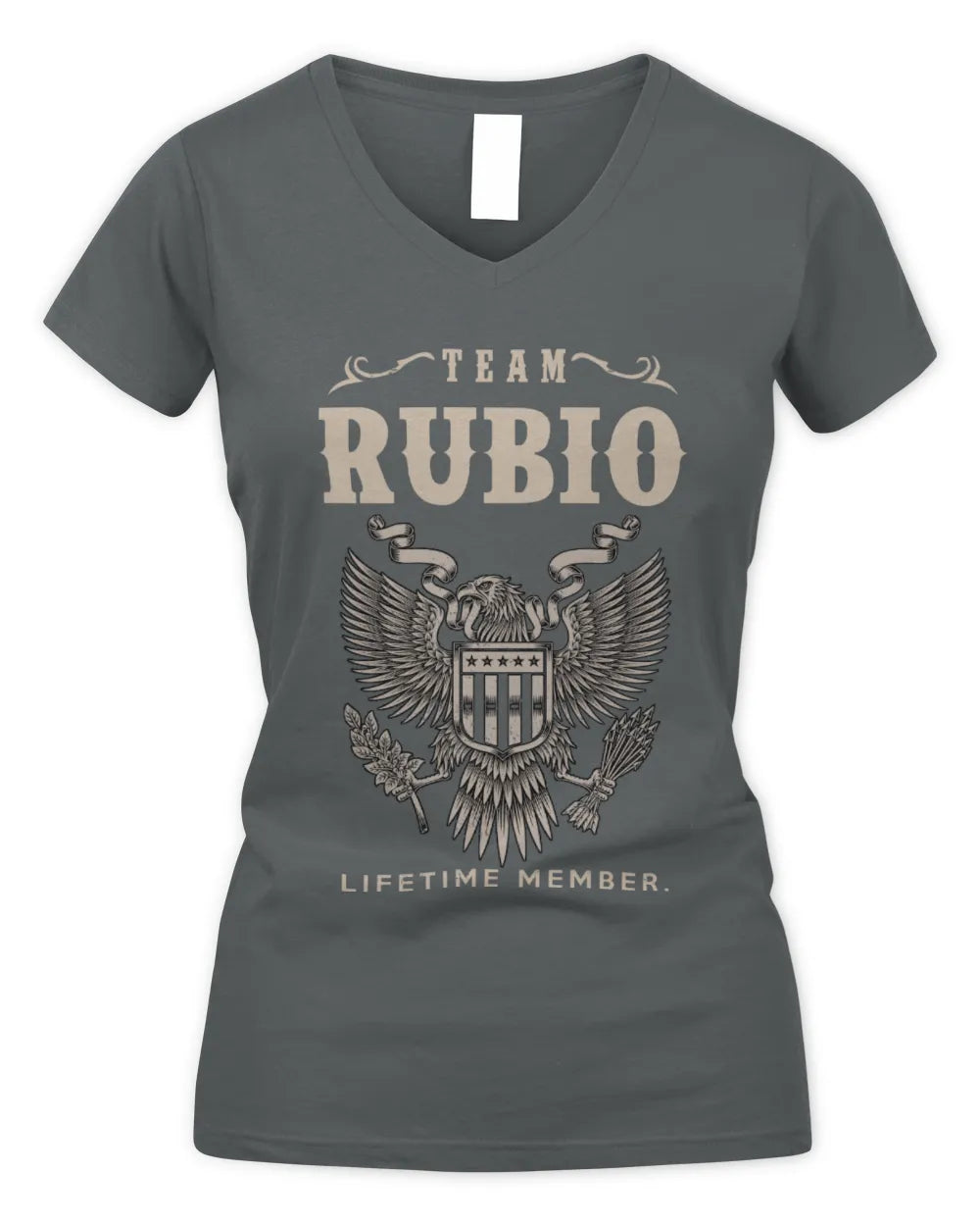 RUBIO TP06-K82 – Personalized Classic Style Apparel “Team NAME Lifetime Member” - Women's V-Neck T-Shirt - Charcoal