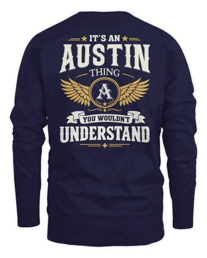 AUSTIN KT06-M008 It’s a [NAME] Thing – You Wouldn’t Understand | Personalized Vintage T-Shirt - Men's Long Sleeved T-Shirt - Navy