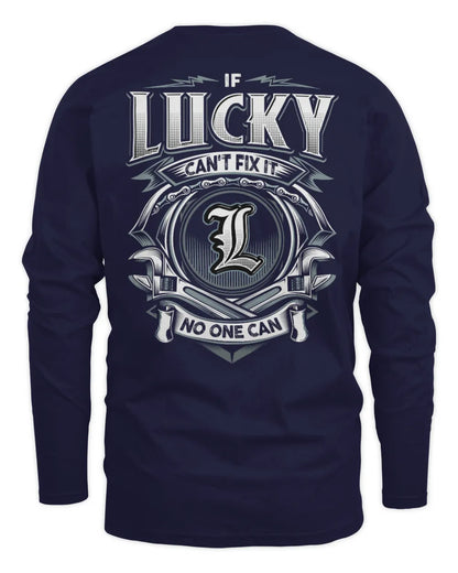 LUCKY AP81-K4-626 - Personalized Ahmed Quote Apparel “If Ahmed Can't Fix It, No One Can” - Men's Long Sleeved T-Shirt - Navy