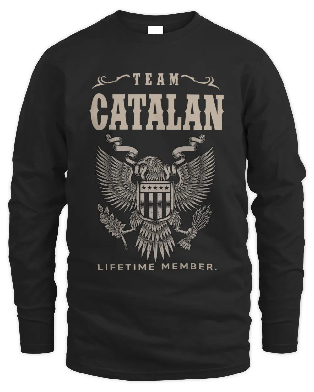 CATALAN TP06-K82 – Personalized Classic Style Apparel “Team NAME Lifetime Member” - Men's Long Sleeved T-Shirt - Black