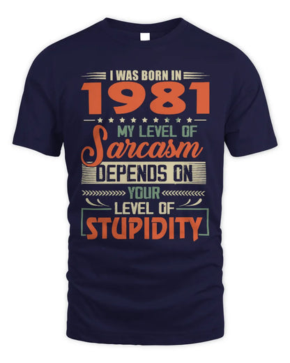 1981 HH89-K2 – Vintage Born to Be Sarcastic T-Shirt - Unisex Standard T-Shirt - Navy