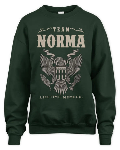 NORMA TP06-K82 – Personalized Classic Style Apparel “Team NAME Lifetime Member” - Unisex Sweatshirt - Forest Green