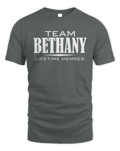BETHANY BL62-K4-128 - Personalized “Team NAME Lifetime Member” - Unisex Standard T-Shirt - Charcoal