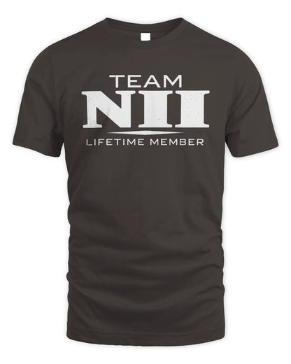 NII BL62-K4-128 - Personalized “Team NAME Lifetime Member” - Unisex Standard T-Shirt - Dark Chocolate