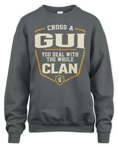 GUI NT1-K008 Cross A/An NAME, You Deal With the Whole Clan | Personalized Vintage T-Shirt - Unisex Sweatshirt - Charcoal