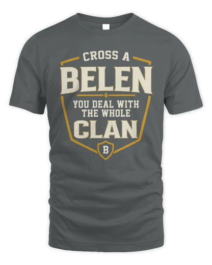 BELEN NT1-K008 Cross A/An NAME, You Deal With the Whole Clan | Personalized Vintage T-Shirt - Unisex Standard T-Shirt - Charcoal