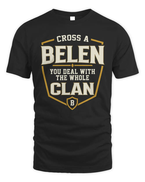 BELEN NT1-K008 Cross A/An NAME, You Deal With the Whole Clan | Personalized Vintage T-Shirt - Unisex Standard T-Shirt - Black
