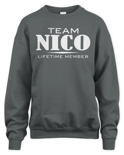 NICO BL62-K4-128 - Personalized “Team NAME Lifetime Member” - Unisex Sweatshirt - Charcoal
