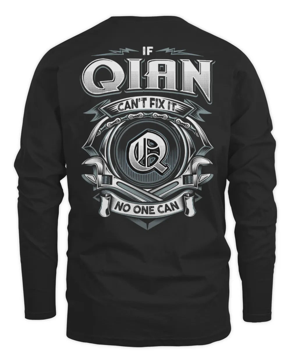 QIAN AP81-K4-626 - Personalized Ahmed Quote Apparel “If Ahmed Can't Fix It, No One Can” - Men's Long Sleeved T-Shirt - Black