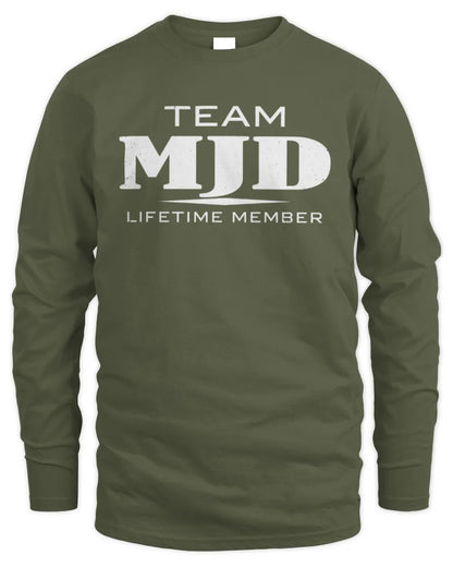 MJD BL62-K4-128 - Personalized “Team NAME Lifetime Member” - Men's Long Sleeved T-Shirt - Military Green