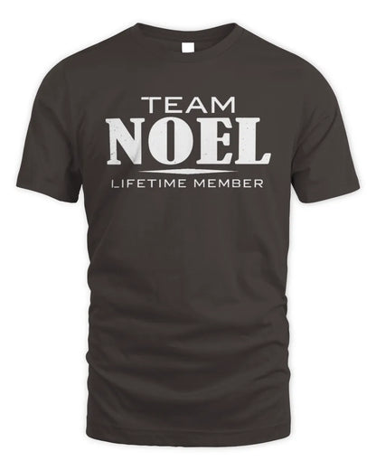 NOEL BL62-K4-128 - Personalized “Team NAME Lifetime Member” - Unisex Standard T-Shirt - Dark Chocolate
